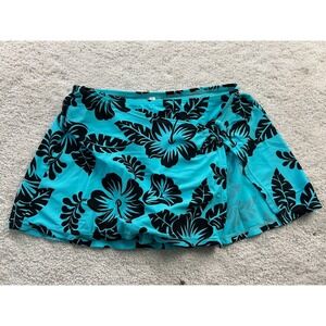 Ocean Dream Women's Blue Black Floral Swim Skirt Shorts Size 10